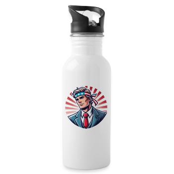 Patriotischer Held mit Flagge Stirnband - Trinkflasche mit integriertem Trinkhalm - Weiß - Rechts