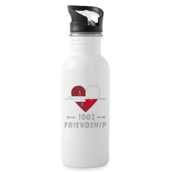Latvia and Poland 100% friendship - Water bottle with straw - white - Right