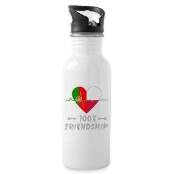 Portugal und Polen 100% Freundschaft - Trinkflasche mit integriertem Trinkhalm - Weiß - Rechts