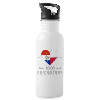 100 % amitié entre le Paraguay et la Pologne - Gourde avec paille intégrée - blanc - Droite
