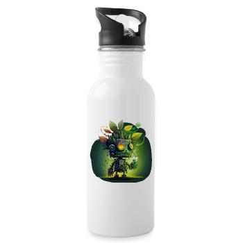 Psychedelic Cyborg: Where Technology Meets Creativ - Water bottle with straw - white - Right