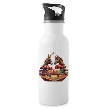 Tierische boxer - Trinkflasche mit integriertem Trinkhalm - Weiß - Rechts