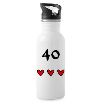 40. 40 YEARS. 40th ANNIVERSARY. 40 YEARS ANNIVERSARY. - Water bottle with straw - white - Right