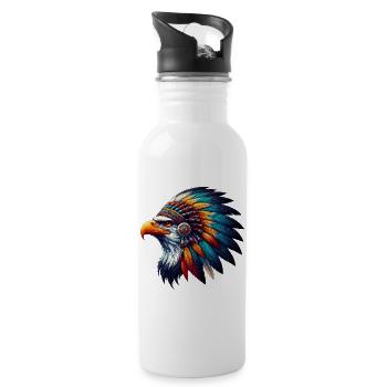 Amerikanischer Indianer Adler Amerikanische Rothaut - Trinkflasche mit integriertem Trinkhalm - Weiß - Rechts