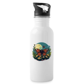 Ein wunderschöner Schmetterling: Buntes Vergnügen der Natur - Trinkflasche mit integriertem Trinkhalm - Weiß - Rechts