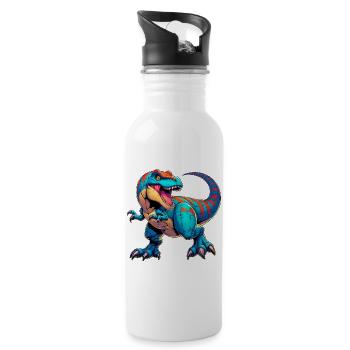 Dinosaurier - Trinkflasche mit integriertem Trinkhalm - Weiß - Rechts