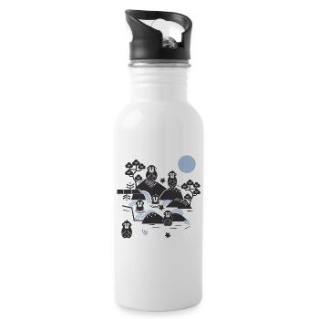 Chillende Affen in einer heißen Quelle l schwarz blau - Trinkflasche mit integriertem Trinkhalm - Weiß - Rechts