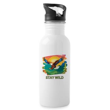 Stay Wild - Nature & Adventure - Off into the wilderness - Water bottle with straw - white - Right