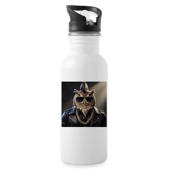 Eulenmünster in leather jacket style - Water bottle with straw - white - Right