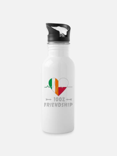 Ireland and Poland 100% friendship - Water bottle with straw - white