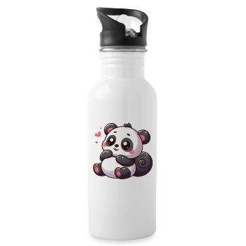 panda - Gourde avec paille intégrée - blanc - Droite