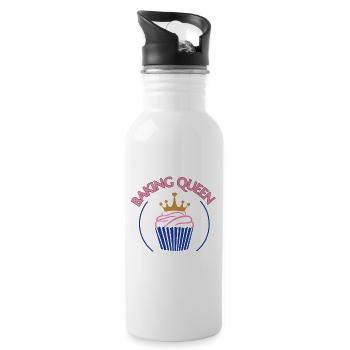 Baking Queen personalisierbar - Trinkflasche mit integriertem Trinkhalm - Weiß - Rechts