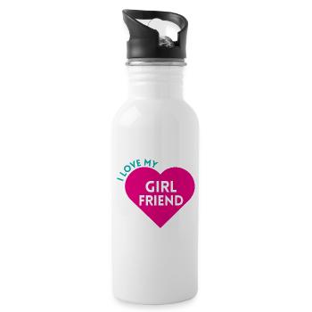 J’ADORE MA COPINE ! personnalisable - Gourde avec paille intégrée - blanc - Droite