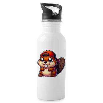 Bieber - Trinkflasche mit integriertem Trinkhalm - Weiß - Rechts