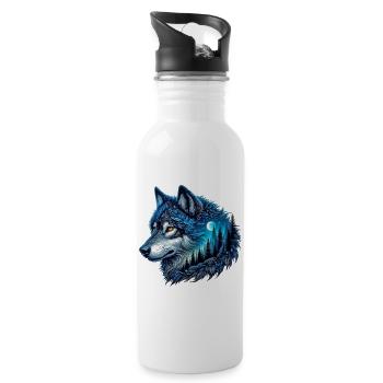Wolf - Water bottle with straw - white - Right