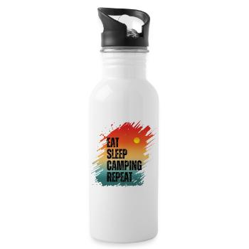 ESSEN SCHLAFEN CAMPING WIEDERHOLEN - Trinkflasche mit integriertem Trinkhalm - Weiß - Rechts