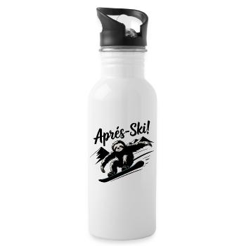 Sloth Faultier Snowboard Apres Ski - Trinkflasche mit integriertem Trinkhalm - Weiß - Rechts