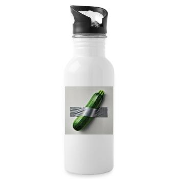 Zucchini framed by ribbon - Water bottle with straw - white - Right