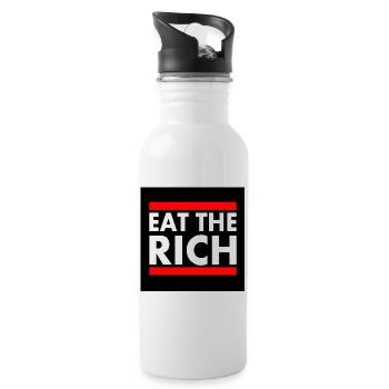 Eat the rich - Trinkflasche mit integriertem Trinkhalm - Weiß - Rechts