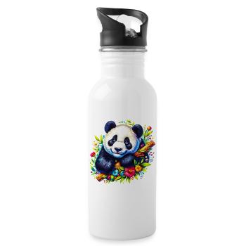 Panda - Trinkflasche mit integriertem Trinkhalm - Weiß - Rechts