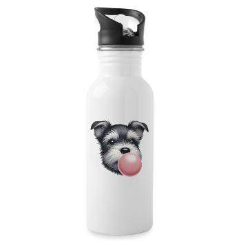 Terrier joueur avec chewing-gum - Gourde avec paille intégrée - blanc - Droite