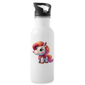 poney 4 - Gourde avec paille intégrée - blanc - Droite
