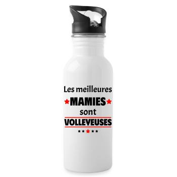 Les meilleures mamies sont volleyeuses,cadeau noël - Gourde avec paille intégrée - blanc - Droite