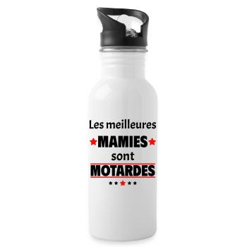 Les meilleures mamies sont motardes,cadeau noël - Gourde avec paille intégrée - blanc - Droite