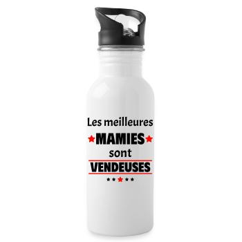 Les meilleures mamies sont vendeuses, cadeau noël - Gourde avec paille intégrée - blanc - Droite
