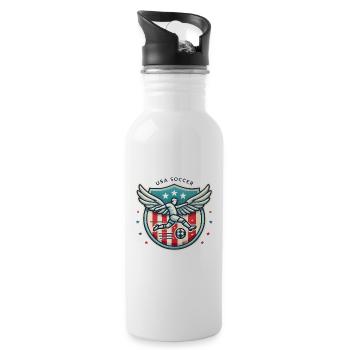 USA Soccer Badge with Wings Design - Water bottle with straw - white - Right