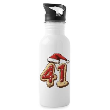 41 Number Christmas Cookie - Water bottle with straw - white - Right