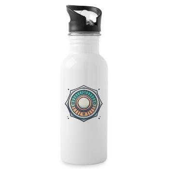 Vintage Badge Grafikdesign - Trinkflasche mit integriertem Trinkhalm - Weiß - Rechts