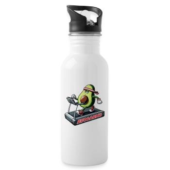 Avocardio Cardio Avocado Funny Gym Gift - Water bottle with straw - white - Right