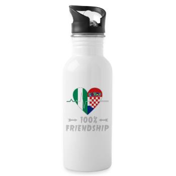 Nigeria und Kroatien 100% Freundschaft - Trinkflasche mit integriertem Trinkhalm - Weiß - Rechts