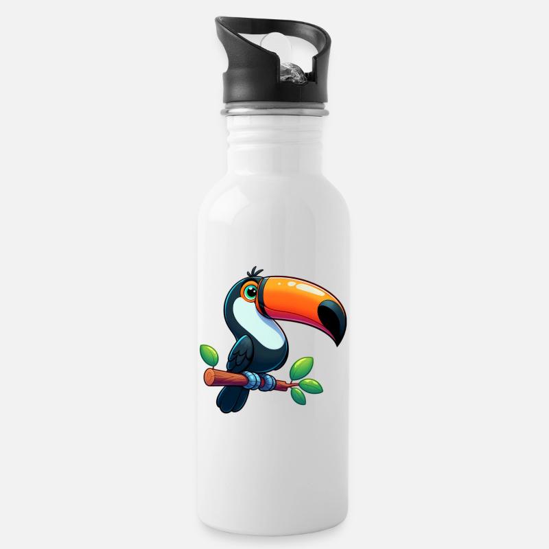 Toucan - Gourde avec paille intégrée - blanc