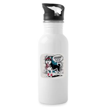 Husky jogging? I'll pull you with dog love - Water bottle with straw - white - Right