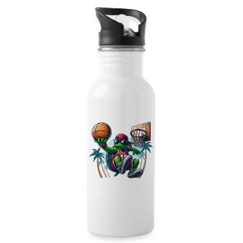 Basketball Schildkröte Dunking cool Geschenk - Trinkflasche mit integriertem Trinkhalm - Weiß - Rechts