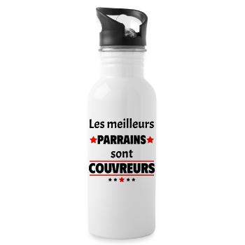 Les meilleurs parrains sont couvreurs, cadeau noël - Gourde avec paille intégrée - blanc - Droite