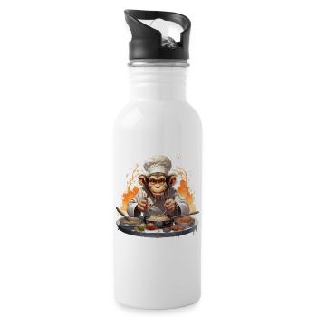 The Culinary Chimp - Water bottle with straw - white - Right