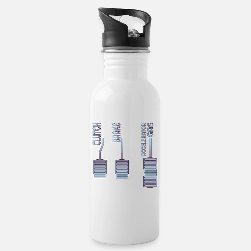 KUPPLUNG, BREMSE, GASPEDAL, GAS - Trinkflasche mit integriertem Trinkhalm - Weiß
