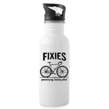 Fixies Fahrrad Tasche Tasse Fueled by Coffee - Trinkflasche mit integriertem Trinkhalm - Weiß - Rechts