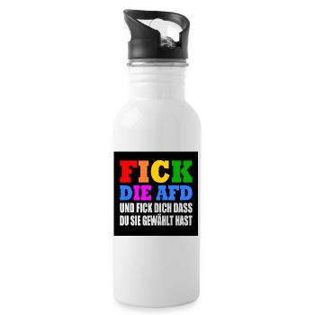 fick die afd und fick dich dass du sie gewählt has - Trinkflasche mit integriertem Trinkhalm - Weiß - Rechts