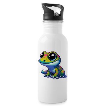 Gecko - Trinkflasche mit integriertem Trinkhalm - Weiß - Rechts