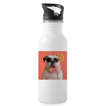 Chilliger Bulldog-Cocktail - Trinkflasche mit integriertem Trinkhalm - Weiß - Rechts