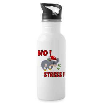 WEIHNACHTSTIERE KEIN STRESS - Trinkflasche mit integriertem Trinkhalm - Weiß - Rechts
