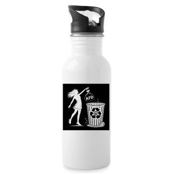 FCK AFD - Gegen Rechts - halte deine umwelt sauber - Trinkflasche mit integriertem Trinkhalm - Weiß - Rechts