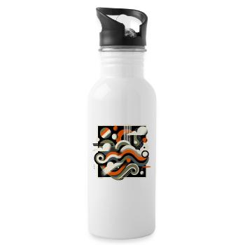 Bold Abstract Art in Vibrant Colors - Water bottle with straw - white - Right