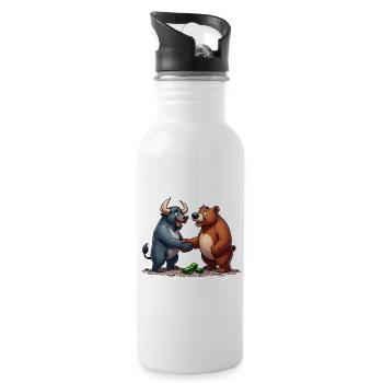 Stock Market Taurus Bear Handshake Profit Gift - Water bottle with straw - white - Right