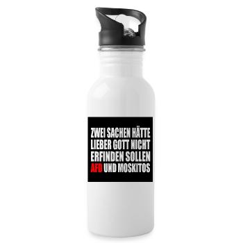 FCK AFD - Gegen Rechts - gegen nazis - moskitos - Trinkflasche mit integriertem Trinkhalm - Weiß - Rechts