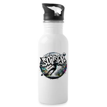 Soccer Graffiti Soccer Team Ball - raffstaff ® - Water bottle with straw - white - Right